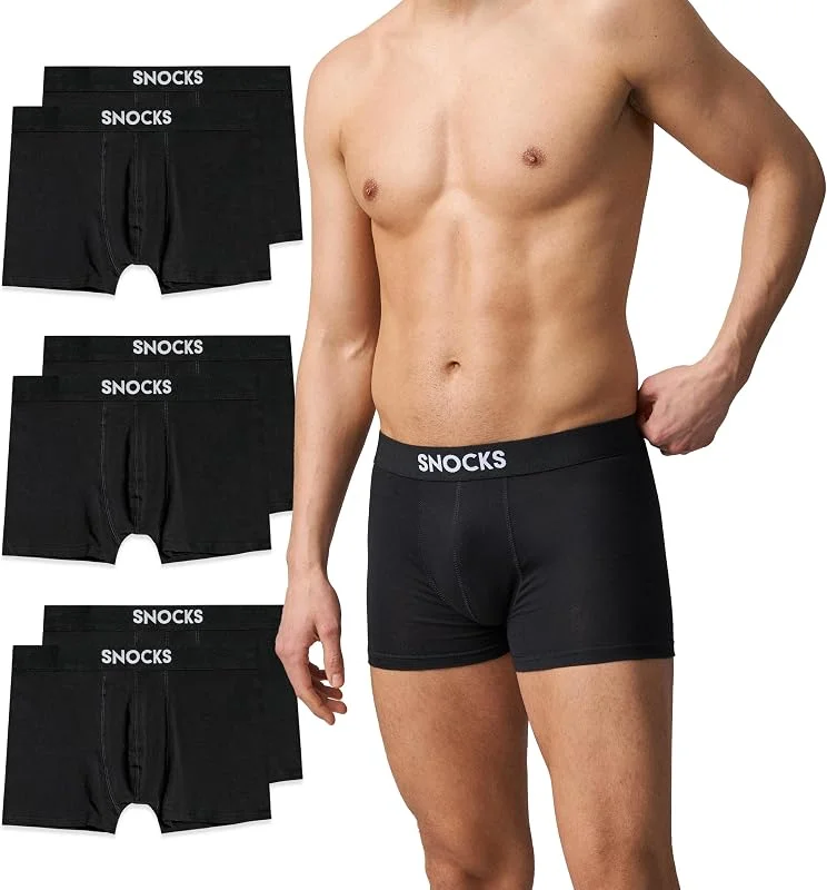 Snocks Boxershorts Herren aus Bio-Baumwolle, 6er Pack Schwarz — Heizkleidung