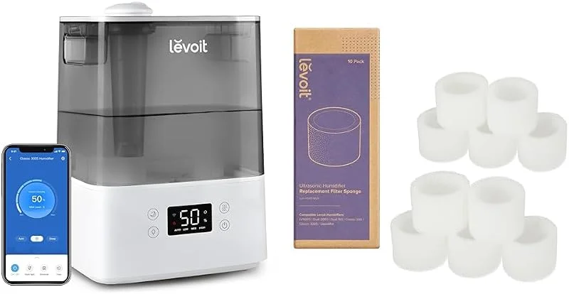 LEVOIT 6L Luftbefeuchter Top-Fill Humidifier Wlan 28dB mit APP & Alexa Steuerung & Luftbefeuchter Ersatzfilter Fängt feine Partikel im Wassertank auf