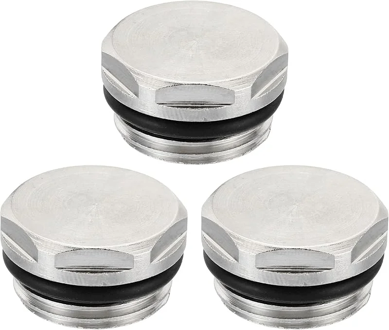 PATIKIL 1, 2" BSP 3Pack Stecker Gewinde Leere Kappe Manuelles Heizkörper Entlüftung Steckventil Vernickelt Messing Stopfen für Heizung Silber — Heizung Warmepumpe