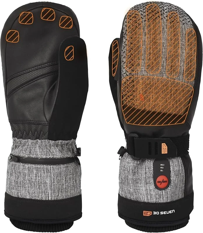 30seven Beheizte Sportfäustlinge, elektronische Heizhandschuhe zum Ski-, Snowboardfahren, wasserfeste & Winddichte Outdoor-Bekleidung, für Damen & Herren, Grau, 12 - XXL — Heizkleidung