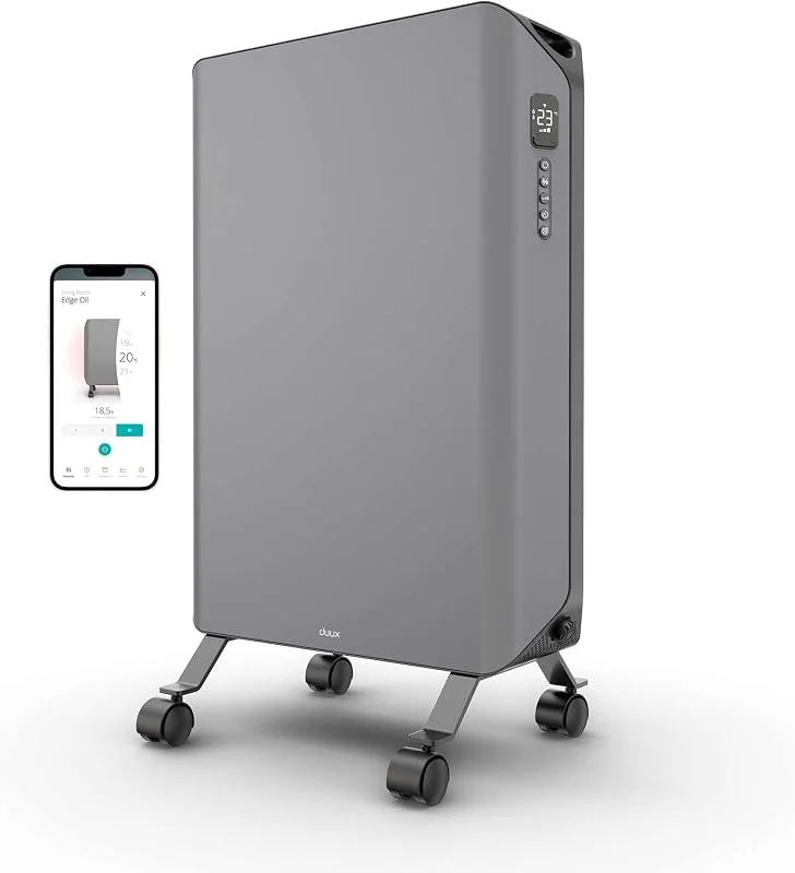 Duux Edge Oil Smart Ölradiator energiesparend - 2000W Elektro Heizkörper mit thermostat, Eco-Modus - Grau — Heizung Warmepumpe