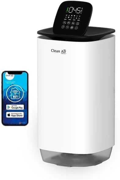 Clean Air Optima® CA-808 Smart - CA- 806 - Luftbefeuchter – Kalkfreie Kaltverdunstung – App-Steuerung – HEPA H13 Filter – UV-C & Ionisator – 8L Tank (Geeignet für Räume bis: 80m², 200m³)