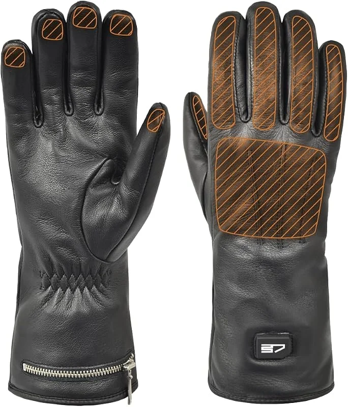 30seven - Beheizbare Lederhandschuhe - Außenmaterial 100% Ziegenleder, Futter 100% Polyester - 2 Batterien mit 2 Wärmestufen & Ladegerät — Heizkleidung