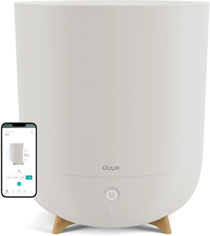 Duux Neo Ultrashall Luftbefeuchter Leise 5L - Smart Air Humidifier - Raumbefeuchter für Schlafzimmer, Kinderzimmer und Pflanzen - Greige