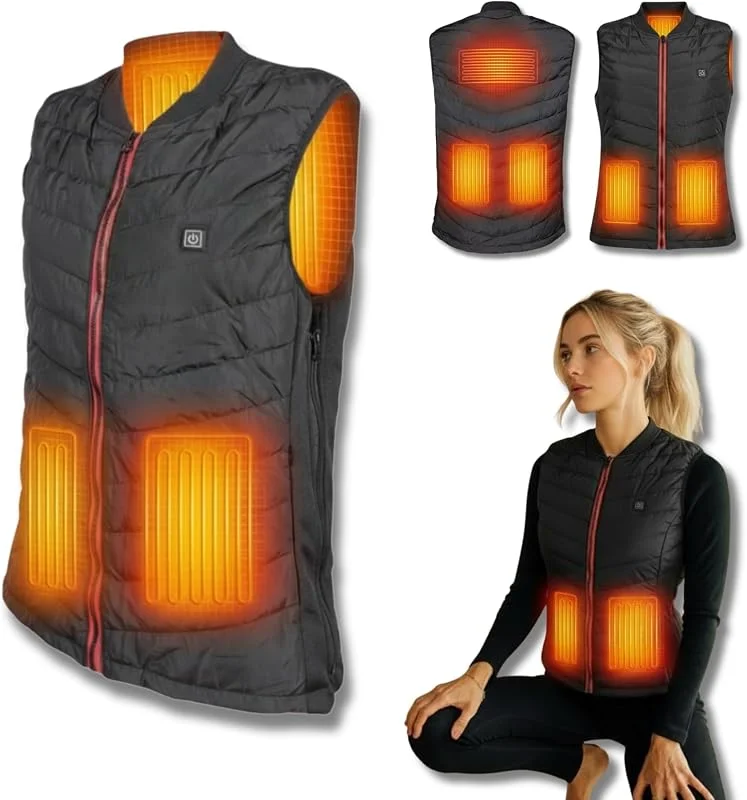 Premium beheizbare Weste, Größen XS - XXL, Heizweste für Damen und Herren, bis 55°C mit 5 Wärme Zonen, MIT & OHNE Powerbank — Heizkleidung