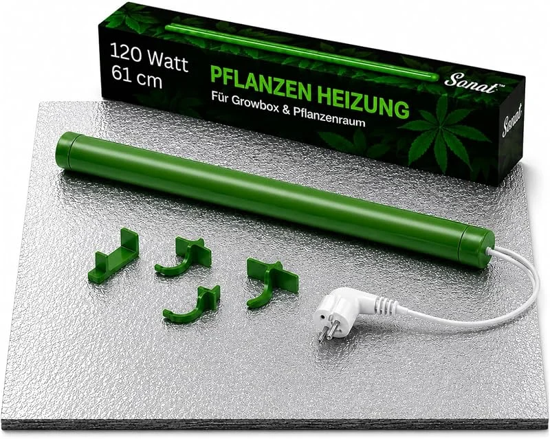 Weedness Grow Heizung 120 Watt 61 cm + Isoliermatte Lang für Growboxen & Pflanzen - Indoor Anbau Grow Heizstrahler Schnellheizer Sparsam — Heizung Warmepumpe