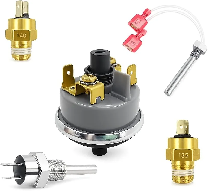 Poolheizungs-Reparatur-Set, kompatibel mit Pentair Mastertemp Max-E-Therm, inklusive Schalter, Stapel-Rauchabzugssensor, Thermistor, Ersatz für 42002-0024S, 42001-0053S, 42001-0060S — Heizung Warmepumpe