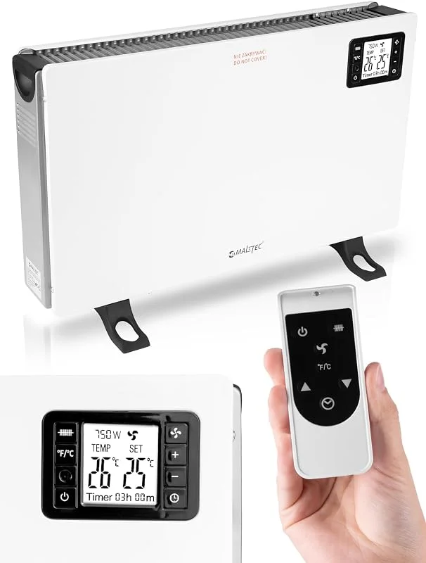 MalTec Elektroheizung CH2000DW Konvektor Termostat energiesparend LCD pilot 3 Heizstufen Timer — Heizung Warmepumpe