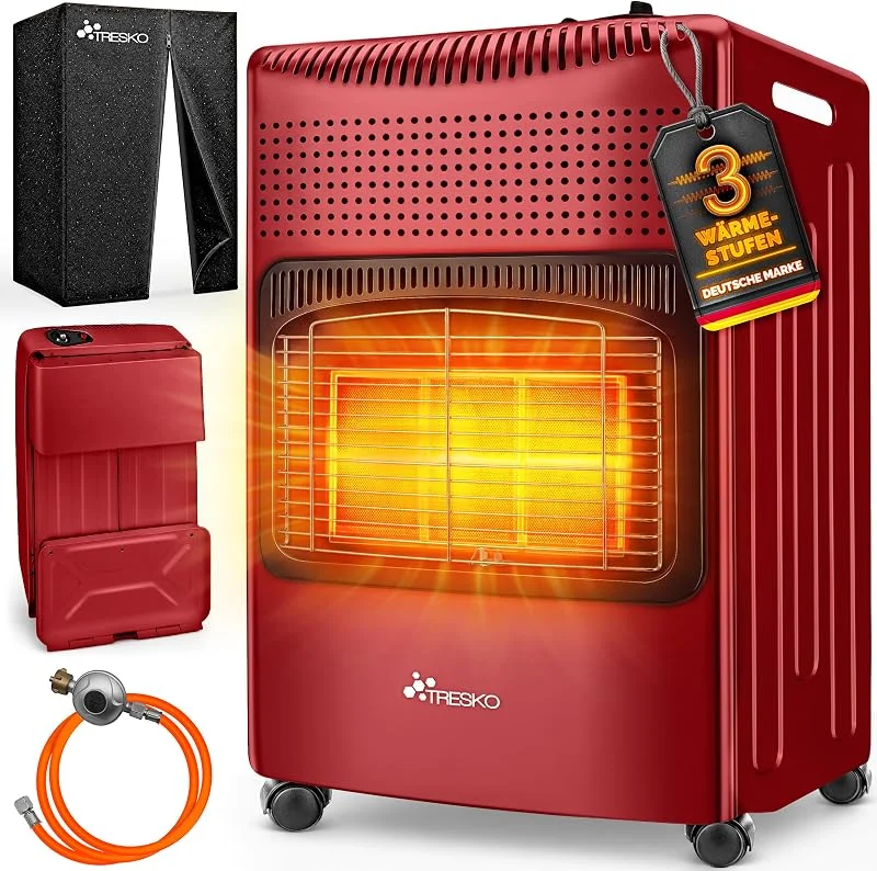 TRESKO® 4200 Watt Gasheizung inkl. Gasdruckregler Gasschlauch + Abdeckung — Heizung Warmepumpe