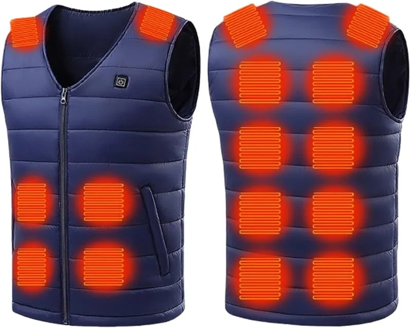UHouse Beheizbare Weste Herren Winter Heizweste Damen Steppweste mit 25 Heizzonen Leichte Daunenweste ohne Kragen Beheizte Westen Warme Winterweste Für Paare Outdoor Ärmellose Heizjacke — Heizkleidung