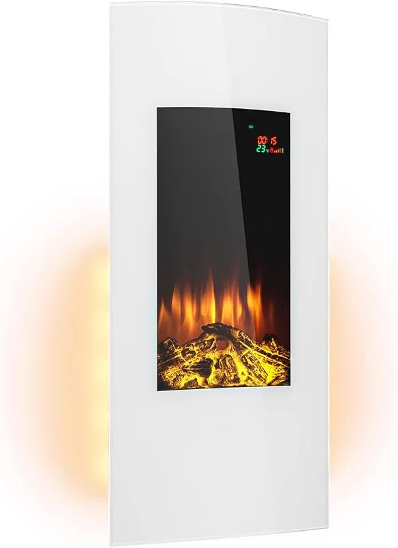 Klarstein Elektrokamin, Elektro Heizungen für Wohnzimmer & Innenräume, Elektrischer Kamin mit LED Flammen, Kamin zur Wandmontage, Heizlüfter mit Timer, Einstellbarer Thermostat, Heizung 2000 W — Heizung Warmepumpe