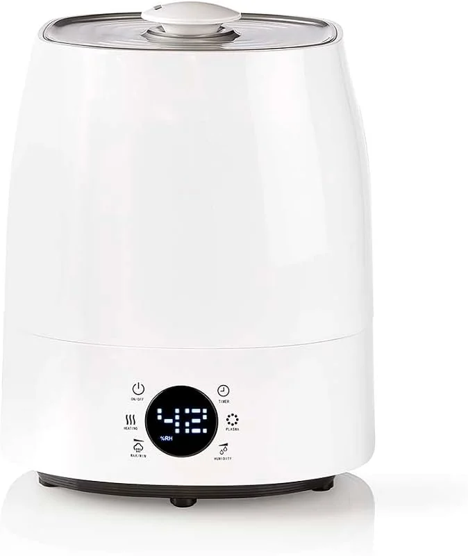 NEDIS - Befeuchter - 5, 5 l - Hygrometer - LCD-Bildschirm - Berührungsempfindliche Tasten - Timer - Keramikfilter - Automatischer Stopp - Gebrauch 25-50 m² HUMI120CWT weiss, grau — Luftbefeuchter