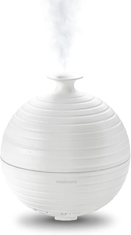 Medisana, AD 620, Aroma Diffuser, Raumerfrischer, Lufterfrischer, Duftlampe mit Timer, Raumduft elektrisch, Ätherische Öle Duftöle, LED Wellness-Licht in 5 Farben, 300 ml, Weiß — Luftbefeuchter