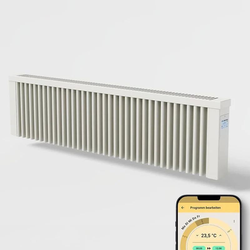 AeroFlow Elektroheizung mit Schamotte Speicherkern FlexiSmart Pro WLAN Fähig App Steuerung (SLIM 1600) — Heizung Warmepumpe