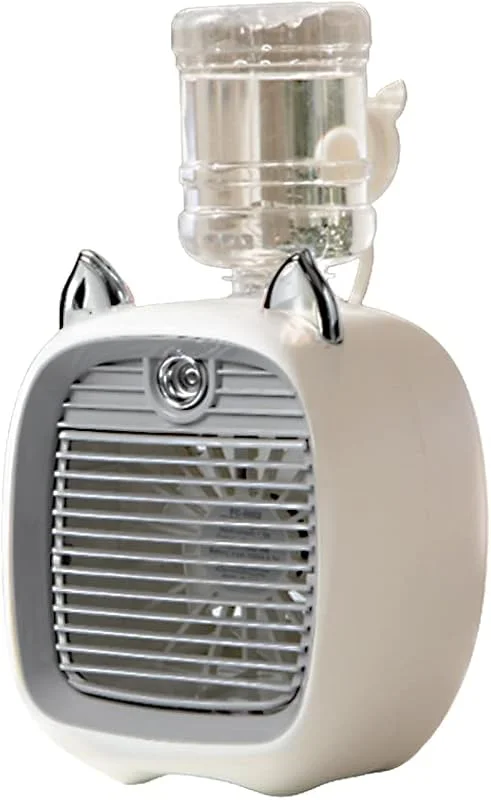 Wiederaufladbarer persönlicher Luftkühler mit Luftbefeuchter für Zimmer, Schlafzimmer, Büro, Schreibtisch, 3 Geschwindigkeiten, tragbarer Kühlventilator, 190 ml Verdunstungs-Mini-Klimaanlage