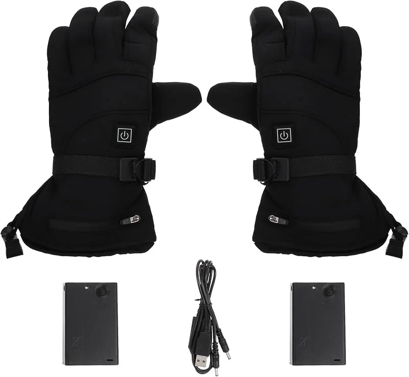 Beheizte Touchscreen Handschuhe Schwarz aus Nylon und Baumwolle — Heizkleidung