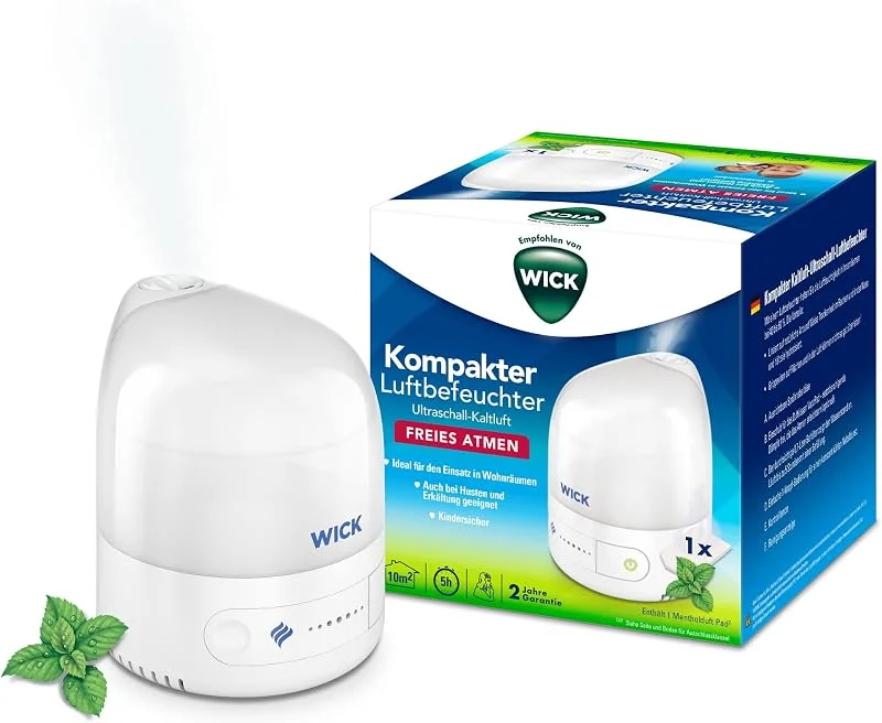 Wick Persönlicher Kaltluft-Ultraschall-Luftbefeuchter – Klein, einfach zu bedienen, leise – für zu Hause, das Schlafzimmer, Heimbüro und Kinderzimmer – VapoPad mit ätherischem Öl inklusive – WUL510