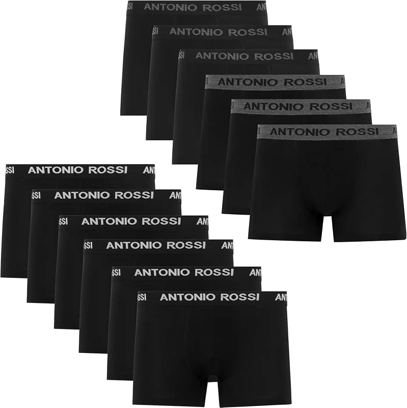 Antonio Rossi 12er-Pack Boxershorts Herren Baumwolle, Stretch-Bund — Heizkleidung
